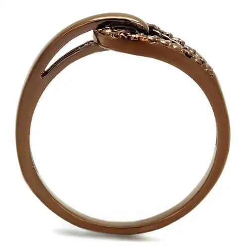 3W1161 - IP Coffee light Brass Ring with AAA Grade CZ in Light Coffee - Alamode - Flyclothing LLC