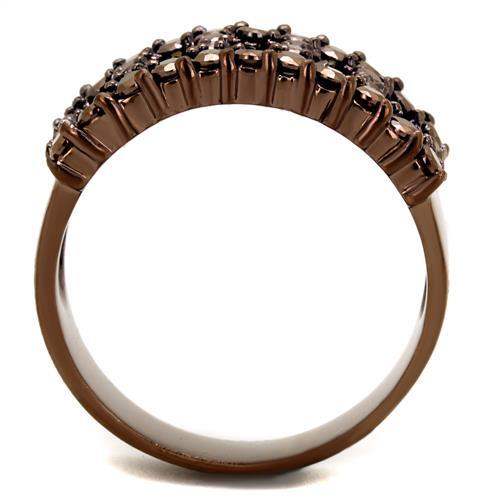 3W1163 - IP Coffee light Brass Ring with AAA Grade CZ in Light Coffee - Alamode - Flyclothing LLC
