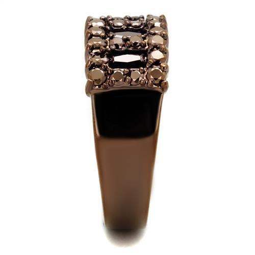 3W1163 - IP Coffee light Brass Ring with AAA Grade CZ in Light Coffee - Alamode - Flyclothing LLC