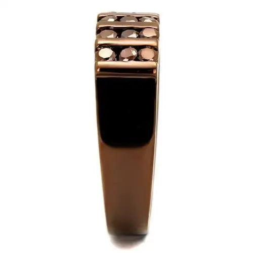 3W1164 - IP Coffee light Brass Ring with AAA Grade CZ in Light Coffee - Alamode - Flyclothing LLC