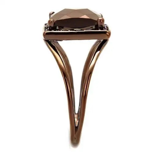 3W1165 - IP Coffee light Brass Ring with AAA Grade CZ in Light Coffee - Alamode - Flyclothing LLC