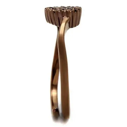 3W1166 - IP Coffee light Brass Ring with AAA Grade CZ in Light Coffee - Alamode - Flyclothing LLC
