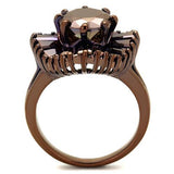 3W1167 - IP Coffee light Brass Ring with AAA Grade CZ  in Light Coffee - Alamode