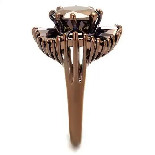 3W1167 - IP Coffee light Brass Ring with AAA Grade CZ in Light Coffee - Alamode - Flyclothing LLC