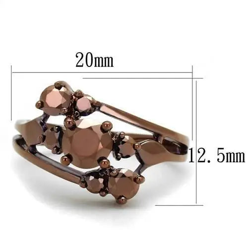 3W1168 - IP Coffee light Brass Ring with AAA Grade CZ in Light Coffee - Alamode - Flyclothing LLC