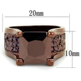 3W1169 - IP Coffee light Brass Ring with AAA Grade CZ  in Light Coffee - Alamode