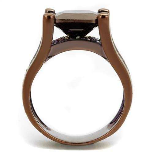 3W1169 - IP Coffee light Brass Ring with AAA Grade CZ in Light Coffee - Alamode - Flyclothing LLC