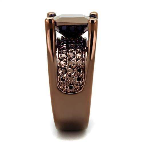 3W1169 - IP Coffee light Brass Ring with AAA Grade CZ in Light Coffee - Alamode - Flyclothing LLC
