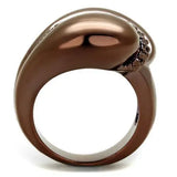 3W1170 - IP Coffee light Brass Ring with AAA Grade CZ in Light Coffee - Alamode - Flyclothing LLC