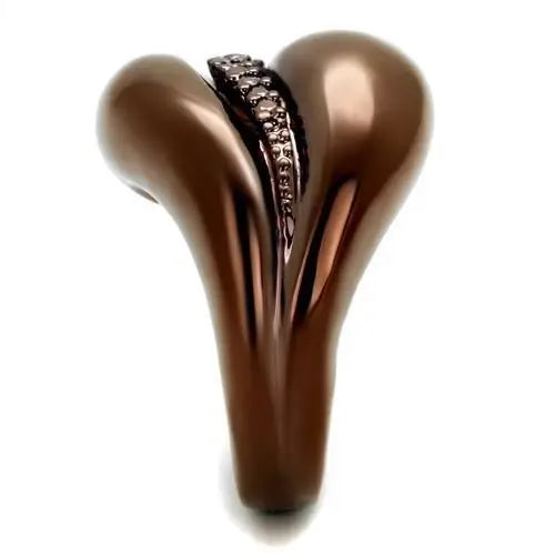 3W1170 - IP Coffee light Brass Ring with AAA Grade CZ in Light Coffee - Alamode - Flyclothing LLC