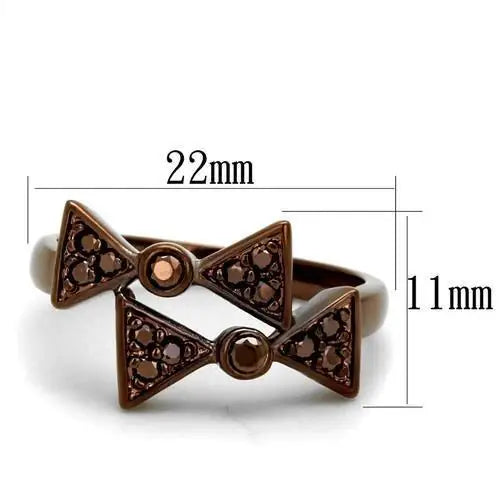3W1171 - IP Coffee light Brass Ring with AAA Grade CZ in Light Coffee - Alamode - Flyclothing LLC