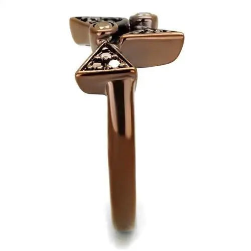 3W1171 - IP Coffee light Brass Ring with AAA Grade CZ in Light Coffee - Alamode - Flyclothing LLC
