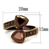 3W1172 - IP Coffee light Brass Ring with AAA Grade CZ  in Light Coffee - Alamode