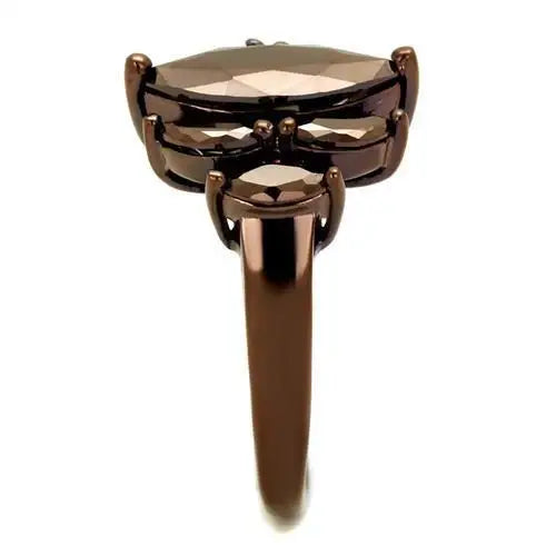 3W1173 - IP Coffee light Brass Ring with AAA Grade CZ in Light Coffee - Alamode - Flyclothing LLC