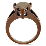 3W1174 - IP Coffee light Brass Ring with AAA Grade CZ  in Light Coffee - Alamode