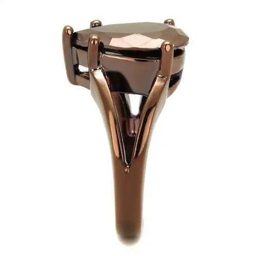 3W1174 - IP Coffee light Brass Ring with AAA Grade CZ in Light Coffee - Alamode - Flyclothing LLC