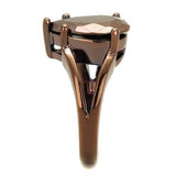 3W1174 - IP Coffee light Brass Ring with AAA Grade CZ  in Light Coffee - Alamode