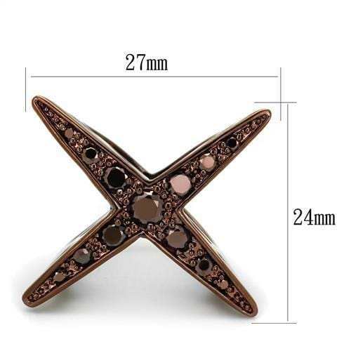 3W1175 - IP Coffee light Brass Ring with AAA Grade CZ in Light Coffee - Alamode - Flyclothing LLC