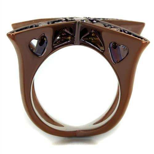3W1175 - IP Coffee light Brass Ring with AAA Grade CZ in Light Coffee - Alamode - Flyclothing LLC