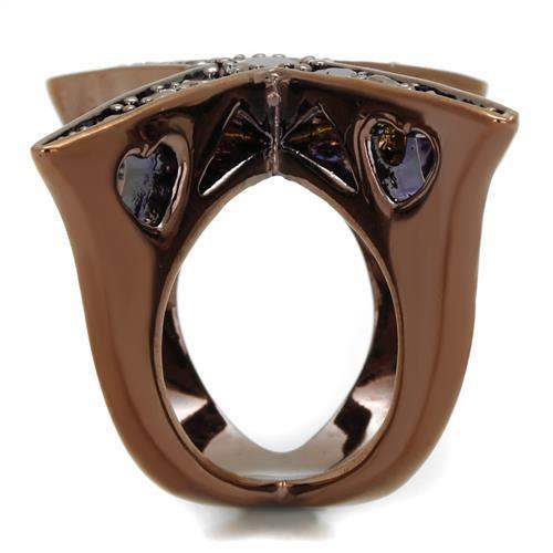 3W1175 - IP Coffee light Brass Ring with AAA Grade CZ in Light Coffee - Alamode - Flyclothing LLC