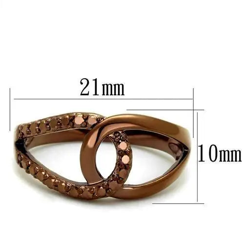 3W1176 - IP Coffee light Brass Ring with AAA Grade CZ in Light Coffee - Alamode - Flyclothing LLC