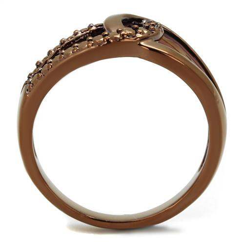 3W1176 - IP Coffee light Brass Ring with AAA Grade CZ in Light Coffee - Alamode - Flyclothing LLC