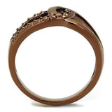 3W1176 - IP Coffee light Brass Ring with AAA Grade CZ  in Light Coffee - Alamode