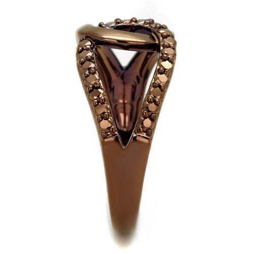 3W1176 - IP Coffee light Brass Ring with AAA Grade CZ in Light Coffee - Alamode - Flyclothing LLC