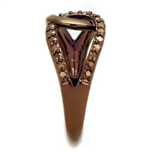 3W1176 - IP Coffee light Brass Ring with AAA Grade CZ in Light Coffee - Alamode - Flyclothing LLC