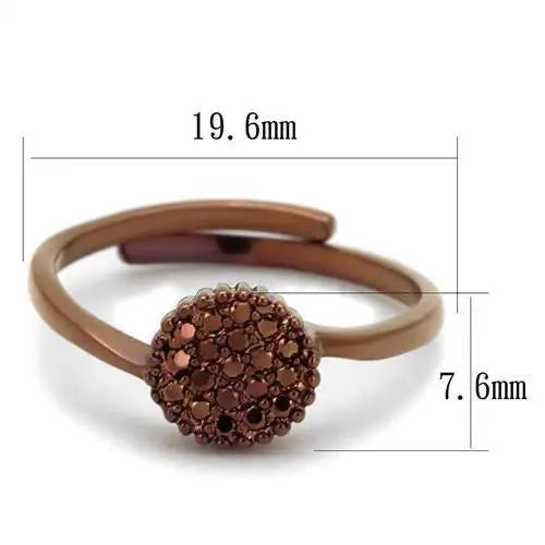 3W1177 - IP Coffee light Brass Ring with AAA Grade CZ in Light Coffee - Alamode - Flyclothing LLC