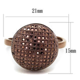 3W1178 - IP Coffee light Brass Ring with AAA Grade CZ  in Light Coffee - Alamode