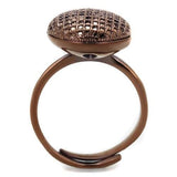 3W1178 - IP Coffee light Brass Ring with AAA Grade CZ  in Light Coffee - Alamode