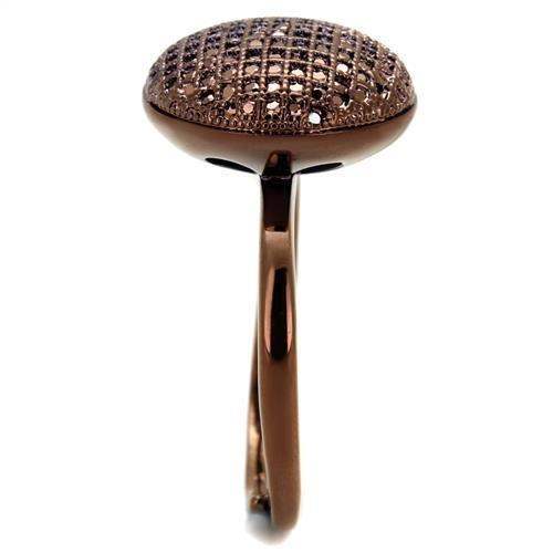 3W1178 - IP Coffee light Brass Ring with AAA Grade CZ in Light Coffee - Alamode - Flyclothing LLC