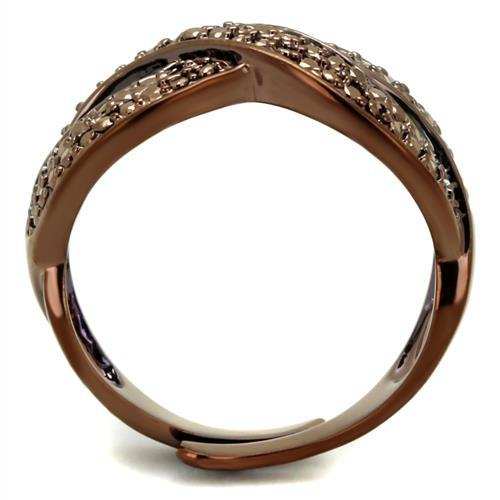 3W1179 - IP Coffee light Brass Ring with AAA Grade CZ in Light Coffee - Alamode - Flyclothing LLC