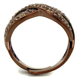 3W1179 - IP Coffee light Brass Ring with AAA Grade CZ  in Light Coffee - Alamode
