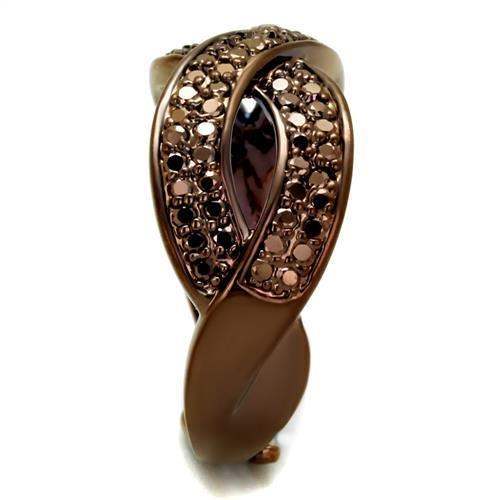 3W1179 - IP Coffee light Brass Ring with AAA Grade CZ in Light Coffee - Alamode - Flyclothing LLC