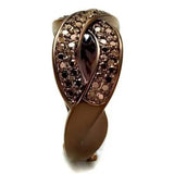 3W1179 - IP Coffee light Brass Ring with AAA Grade CZ  in Light Coffee - Alamode