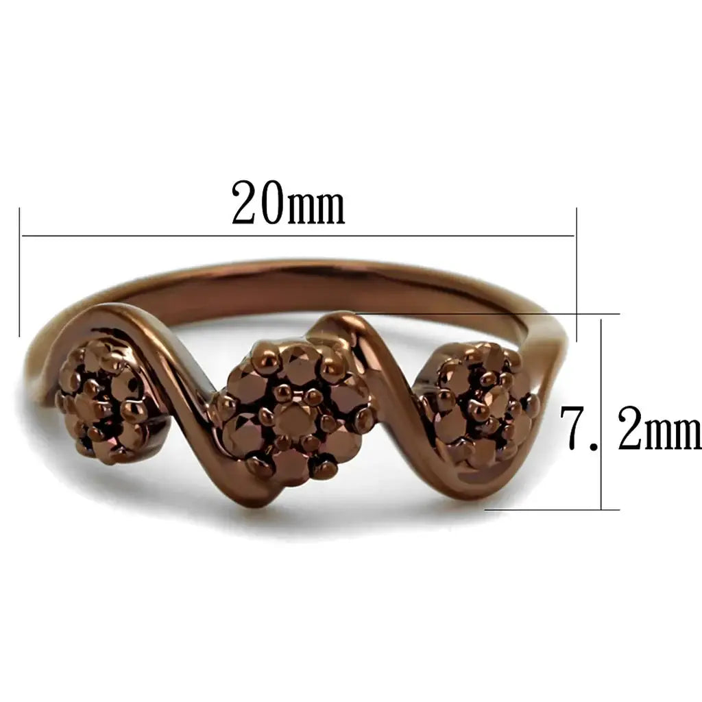 3W1181 - IP Coffee light Brass Ring with AAA Grade CZ in Light Coffee - Alamode - Flyclothing LLC