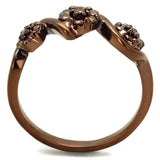 3W1181 - IP Coffee light Brass Ring with AAA Grade CZ  in Light Coffee - Alamode