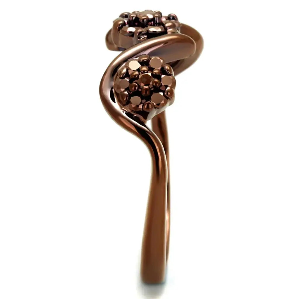3W1181 - IP Coffee light Brass Ring with AAA Grade CZ in Light Coffee - Alamode - Flyclothing LLC