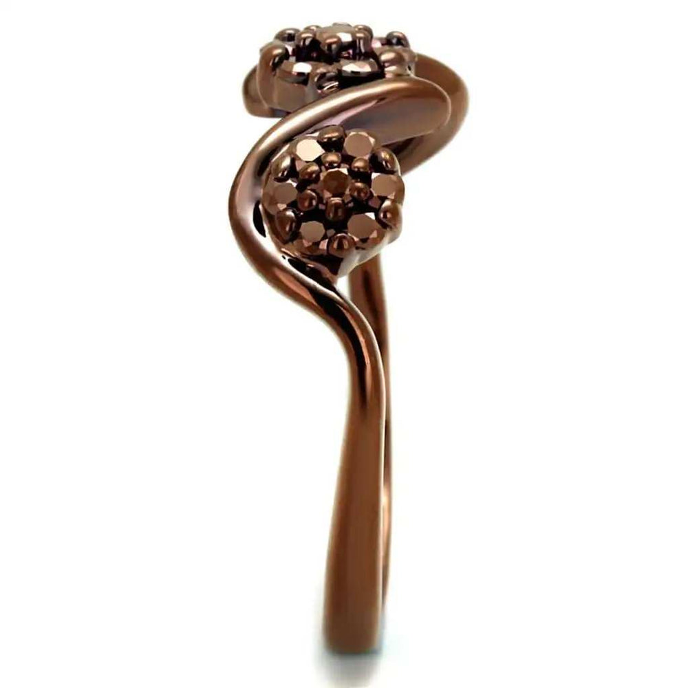 3W1181 - IP Coffee light Brass Ring with AAA Grade CZ in Light Coffee - Alamode - Flyclothing LLC