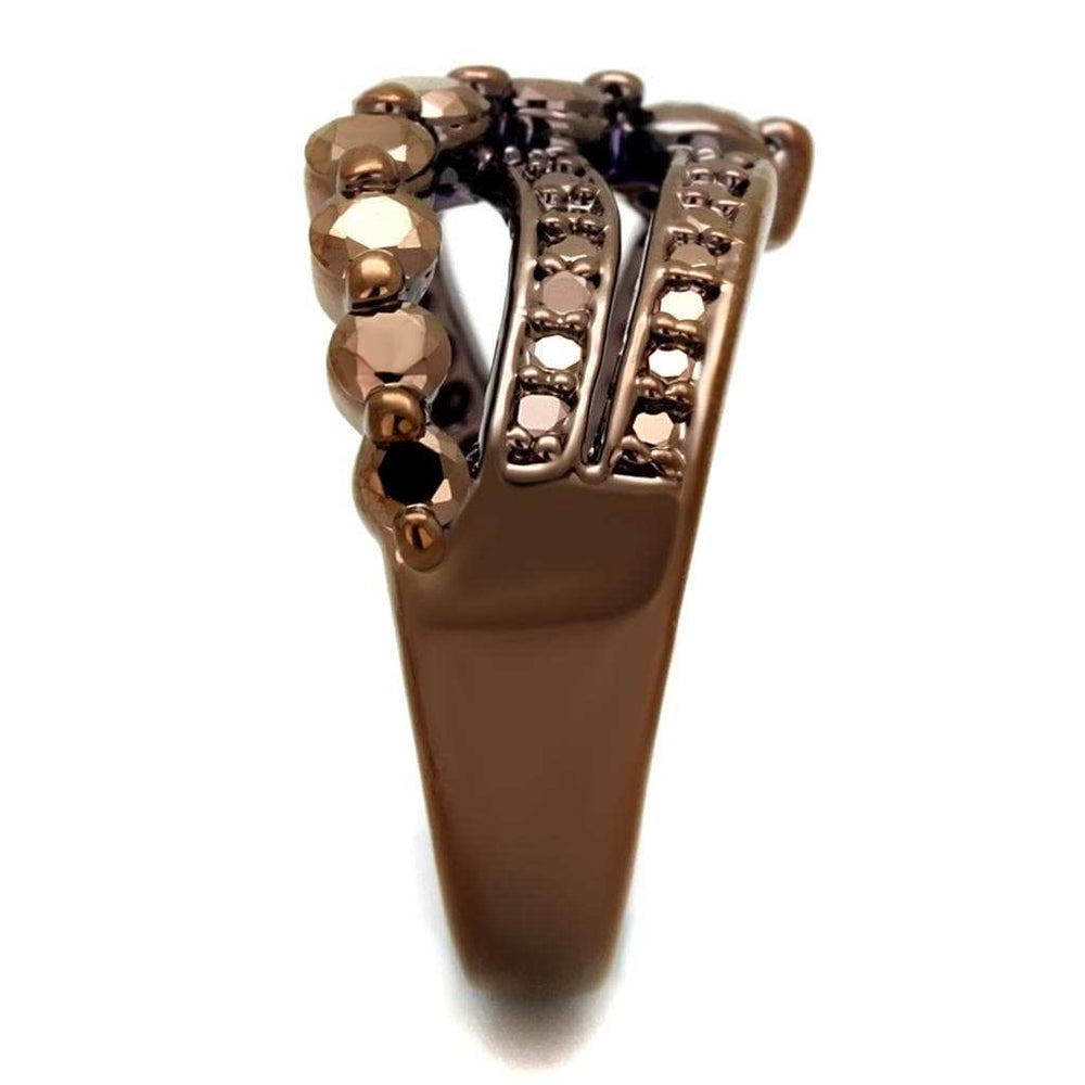 3W1182 - IP Coffee light Brass Ring with AAA Grade CZ in Light Coffee - Alamode - Flyclothing LLC