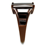 3W1184 - IP Coffee light Brass Ring with AAA Grade CZ  in Light Coffee - Alamode