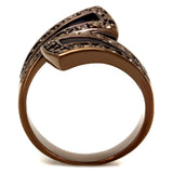 3W1185 - IP Coffee light Brass Ring with AAA Grade CZ  in Light Coffee - Alamode