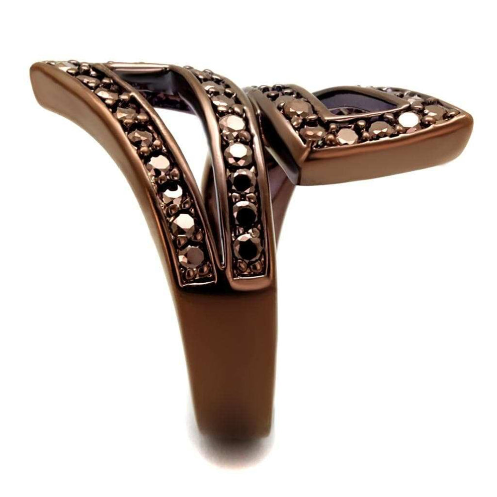 3W1185 - IP Coffee light Brass Ring with AAA Grade CZ in Light Coffee - Alamode - Flyclothing LLC