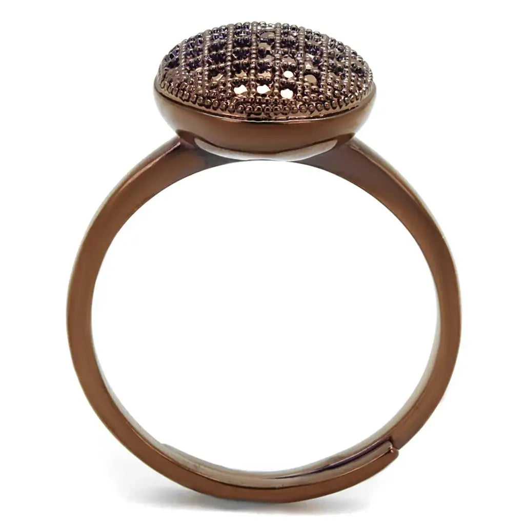 3W1187 - IP Coffee light Brass Ring with AAA Grade CZ in Light Coffee - Alamode - Flyclothing LLC
