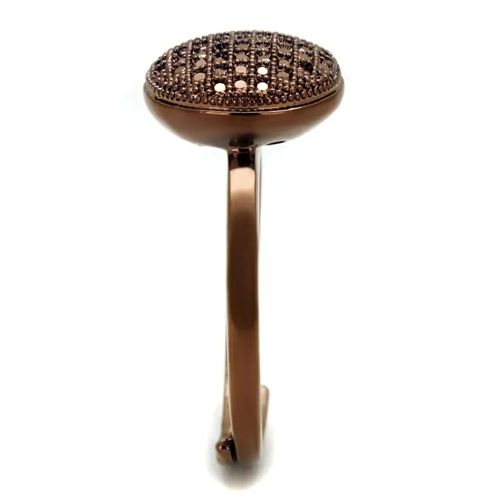 3W1187 - IP Coffee light Brass Ring with AAA Grade CZ in Light Coffee - Alamode - Flyclothing LLC