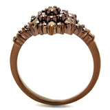 3W1188 - IP Coffee light Brass Ring with AAA Grade CZ  in Light Coffee - Alamode