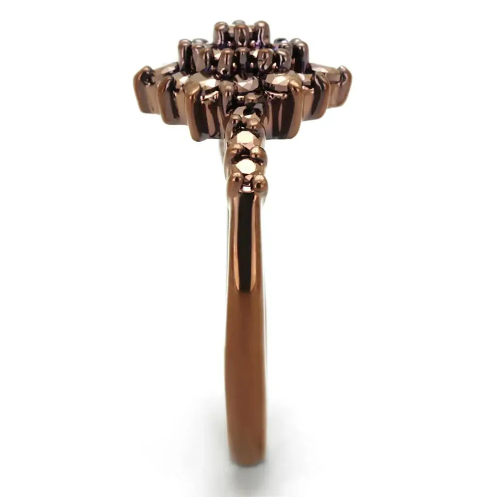 3W1188 - IP Coffee light Brass Ring with AAA Grade CZ in Light Coffee - Alamode - Flyclothing LLC