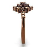 3W1188 - IP Coffee light Brass Ring with AAA Grade CZ  in Light Coffee - Alamode